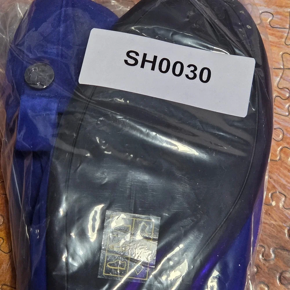 Tory Burch‎ Minnie Travel Ballet Flats Royal Blue Suede Ruched Foldable Womens 8